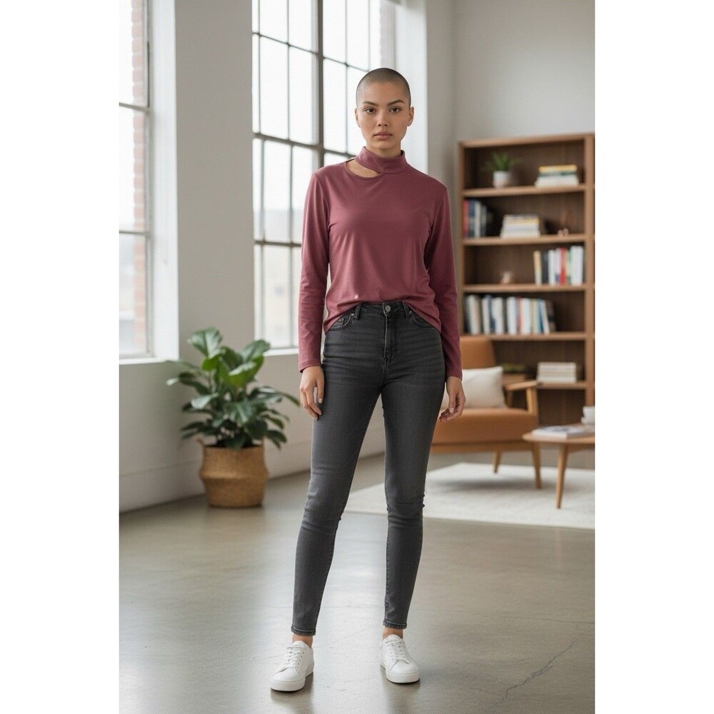 Abercrombie & Fitch Womens Top L  Long Sleeve Seamless Asymmetrical Cutout Shirt